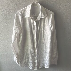 Leopard Print Reflective Button Down Blouse